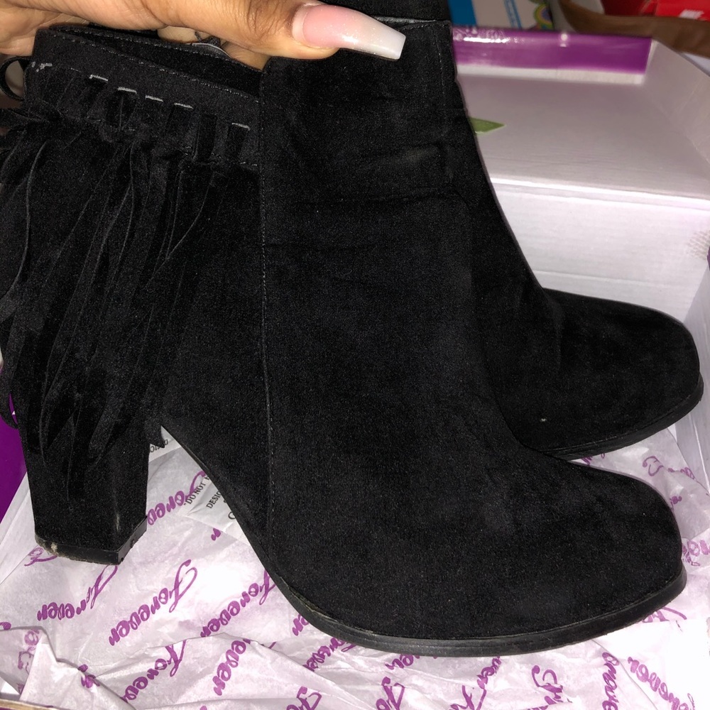 Black Fringe Booties